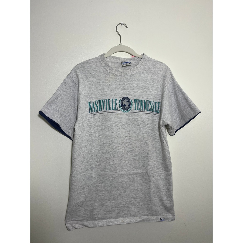 Vintage Gear For Sports Nashville Tennessee Music City USA‎ T-Shirt Gray Mens